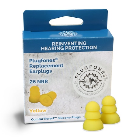 Plugfones Plugfones ComforTiered 27 dB Silicone Replacement Tip Replacement Ear Plugs Yellow 5 pair PRP-SY10